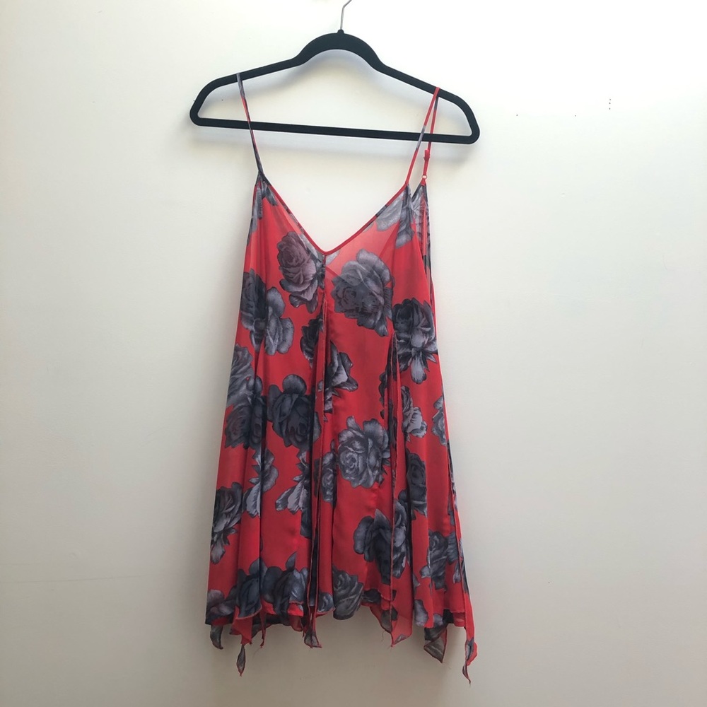 FREE PEOPLE ORANGE FLORAL SLIP DRESS